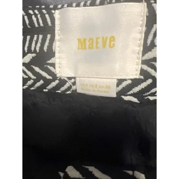 Maeve Anthropologie Black White Geometric Tribal Button Front Mini Skirt 4 boho - Picture 5 of 6